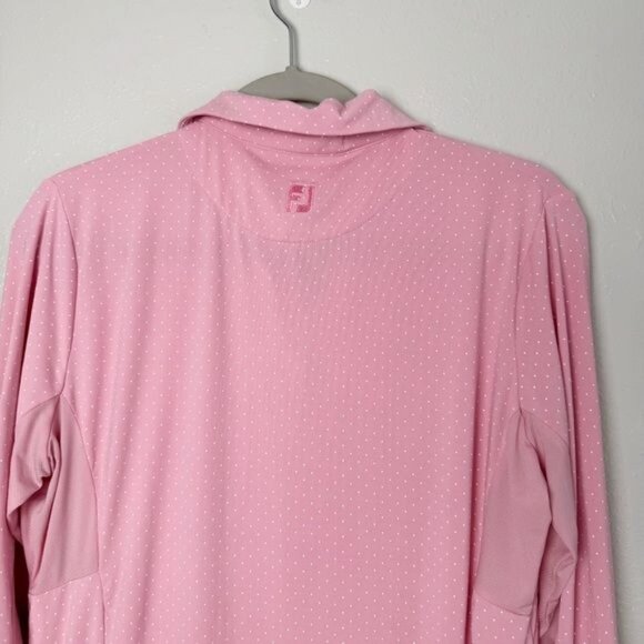 Footjoy FJ pink white polka dot long sleeve golf mesh L - Picture 7 of 11